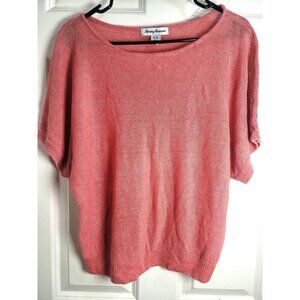 Tommy Bahama Women's Pink Knit Short Sleeve Sweater M 100% linen
